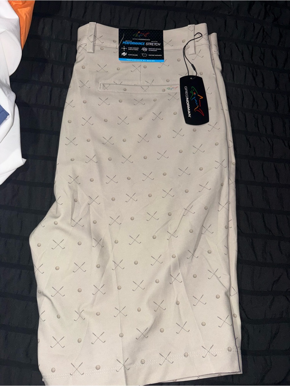 Greg Norman Collection Beige Performance shorts with Subtle Golf Motif